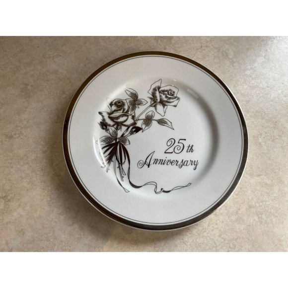 Gift Craft 25th Silver Wedding Anniversary 8.25" Ceramic Serving Platter Plate - Picture 2 of 4